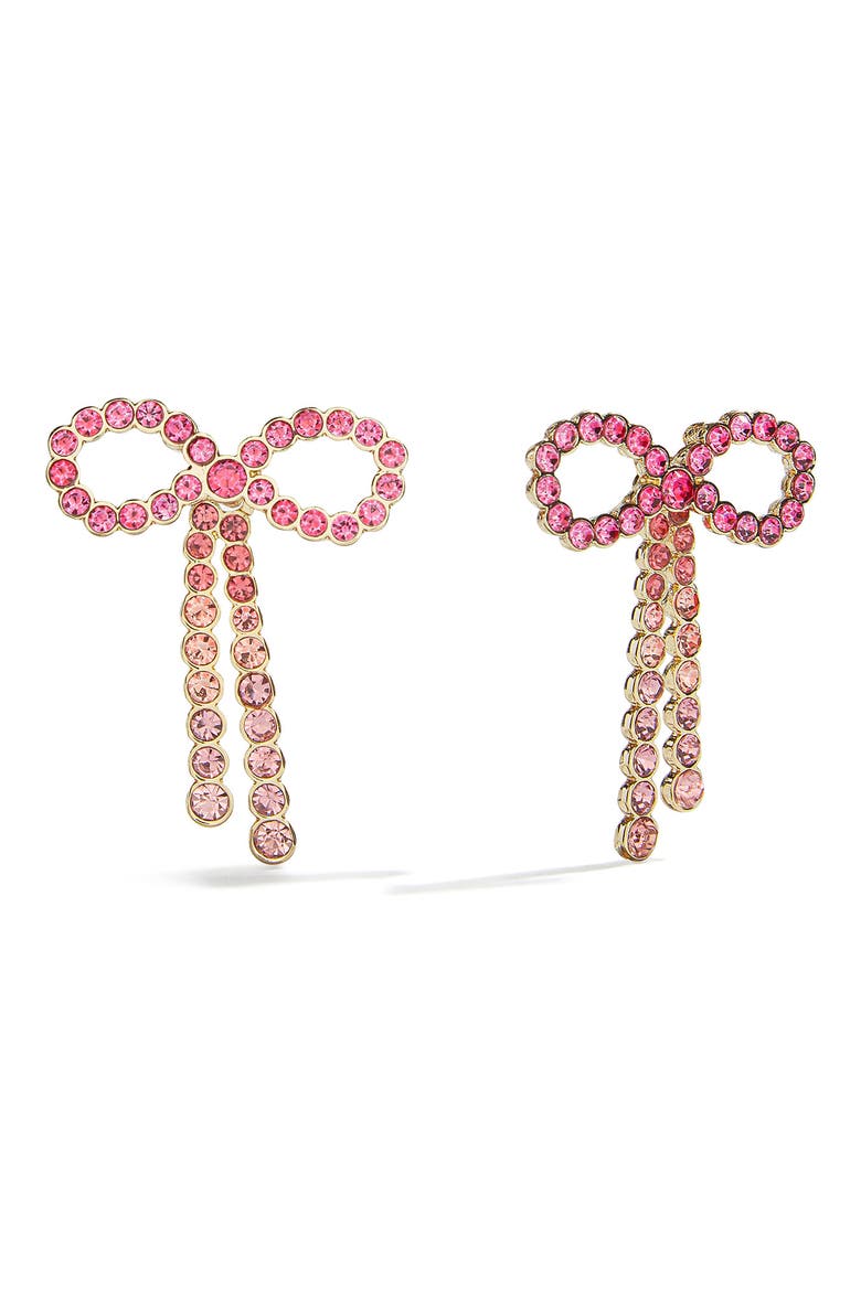 Georgia Crystal Bow Earrings, Main, color, PINK/ GOLD