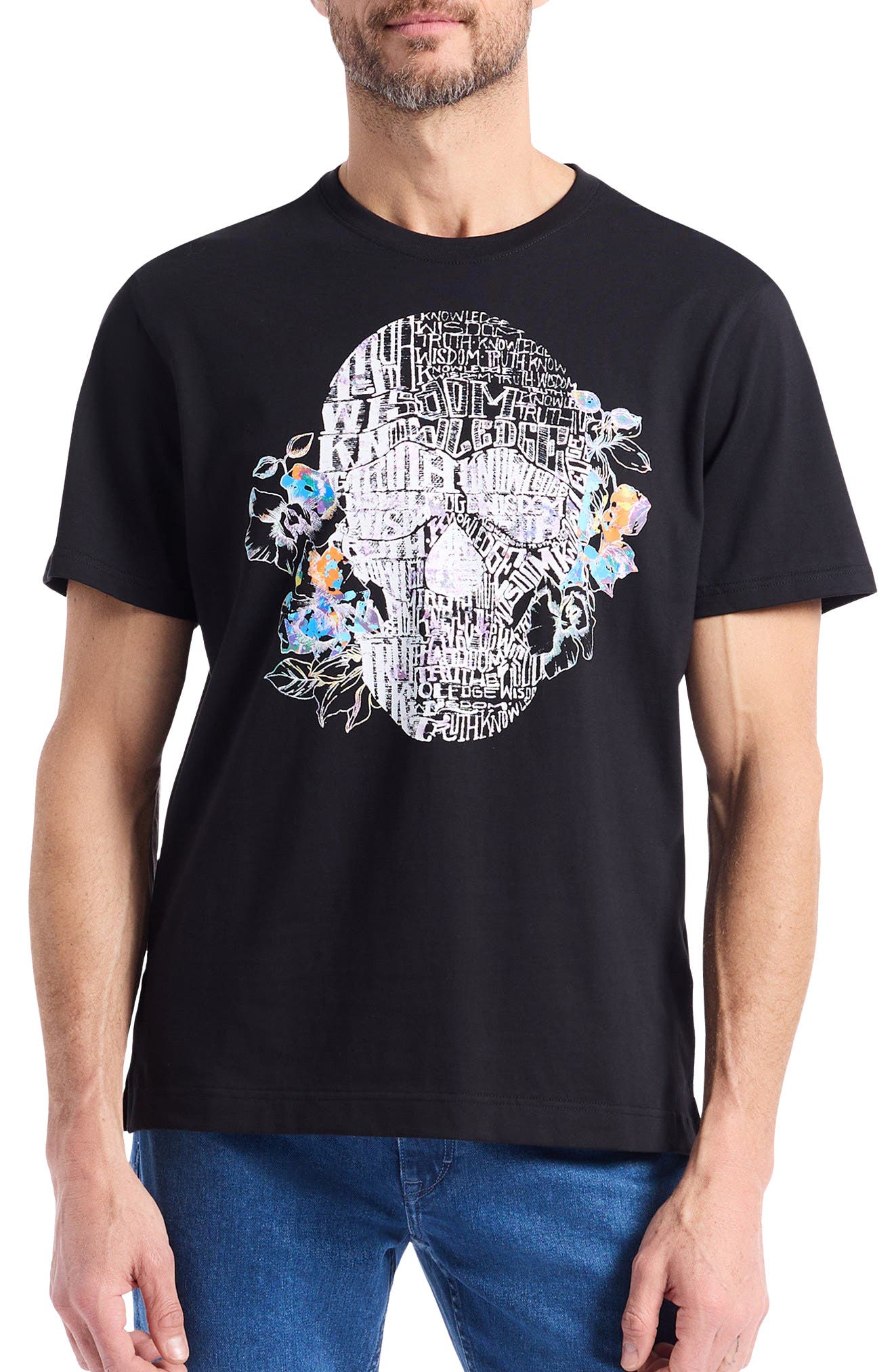 Robert Graham Floral Skull Graphic T-Shirt