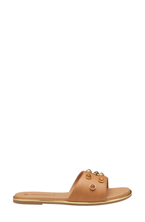 Johnston & Murphy Shayla Embellished Slide Sandal In Tan Full Grain Leather