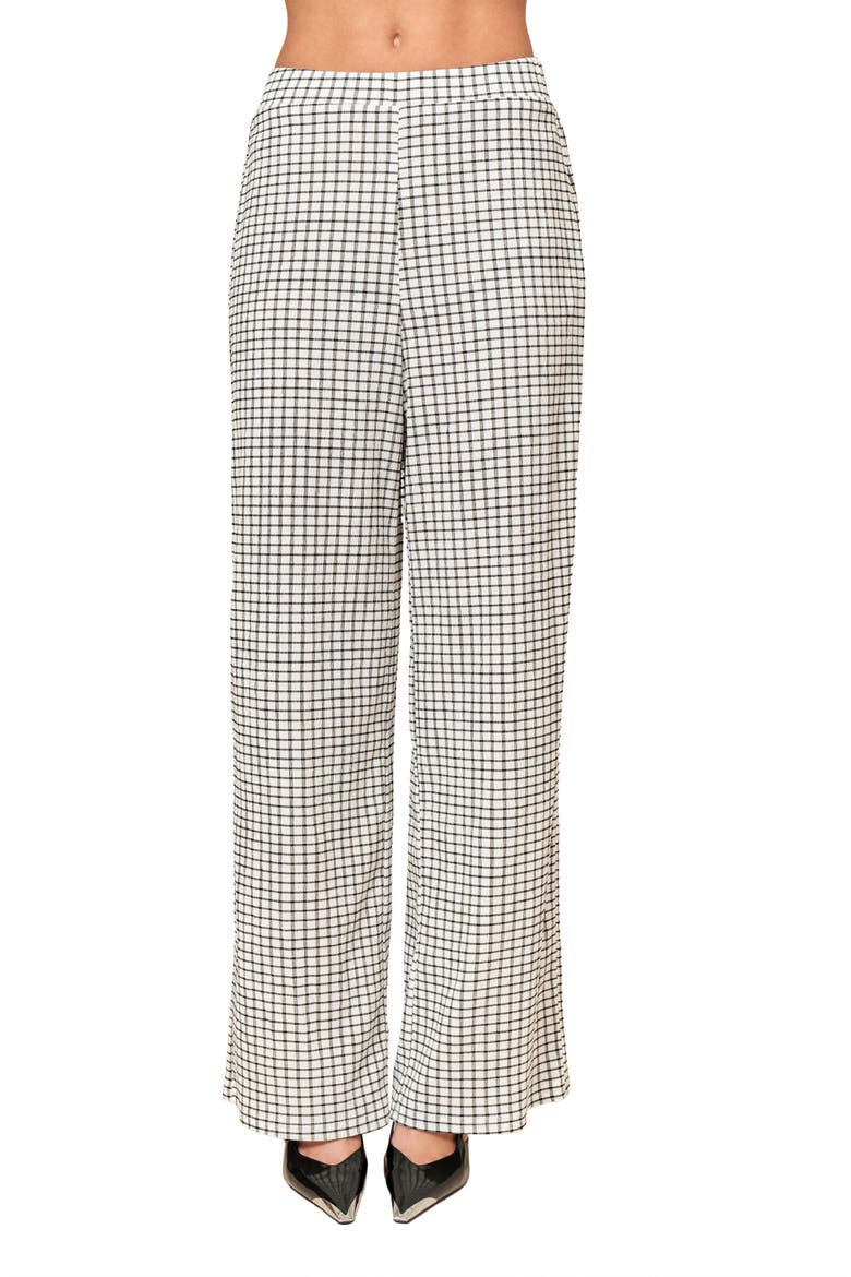 Anya Wide Leg Pants, Main, color, BLACK WHITE GRID