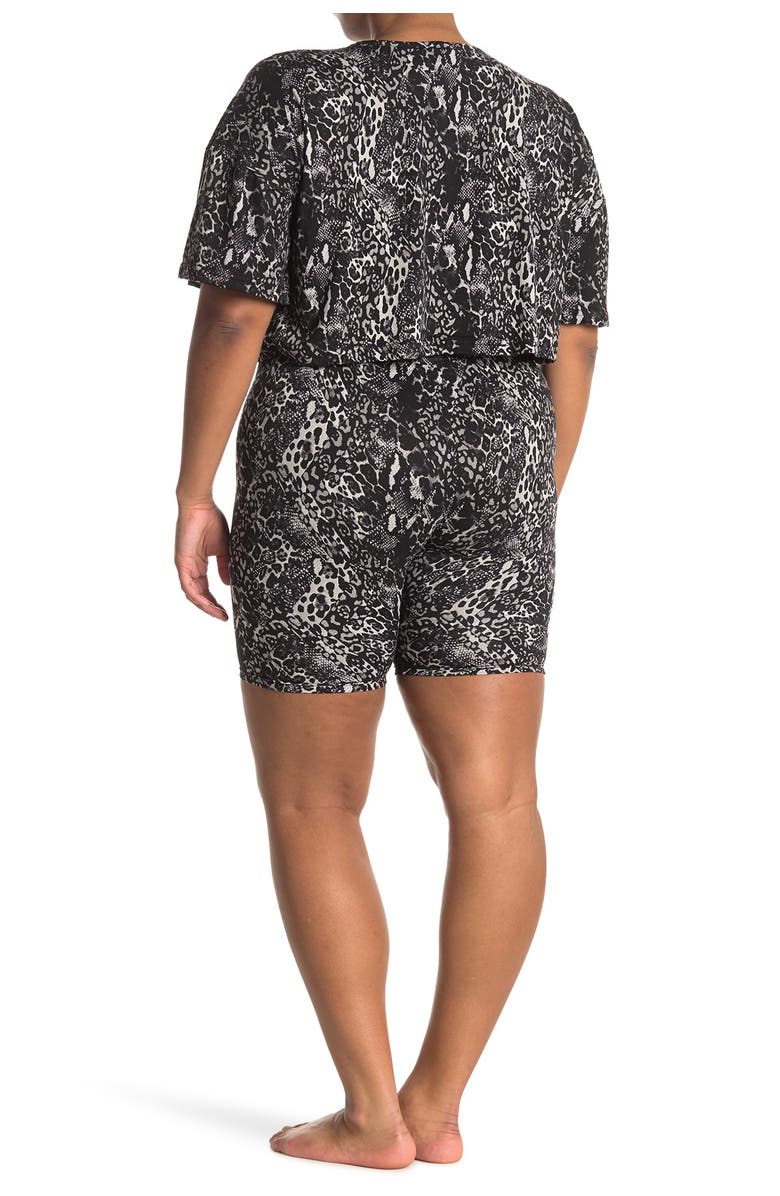 FRENCH AFFAIR Snake Skin Print T-Shirt & Bike Shorts Pajama 2-Piece Set, Alternate, color, 