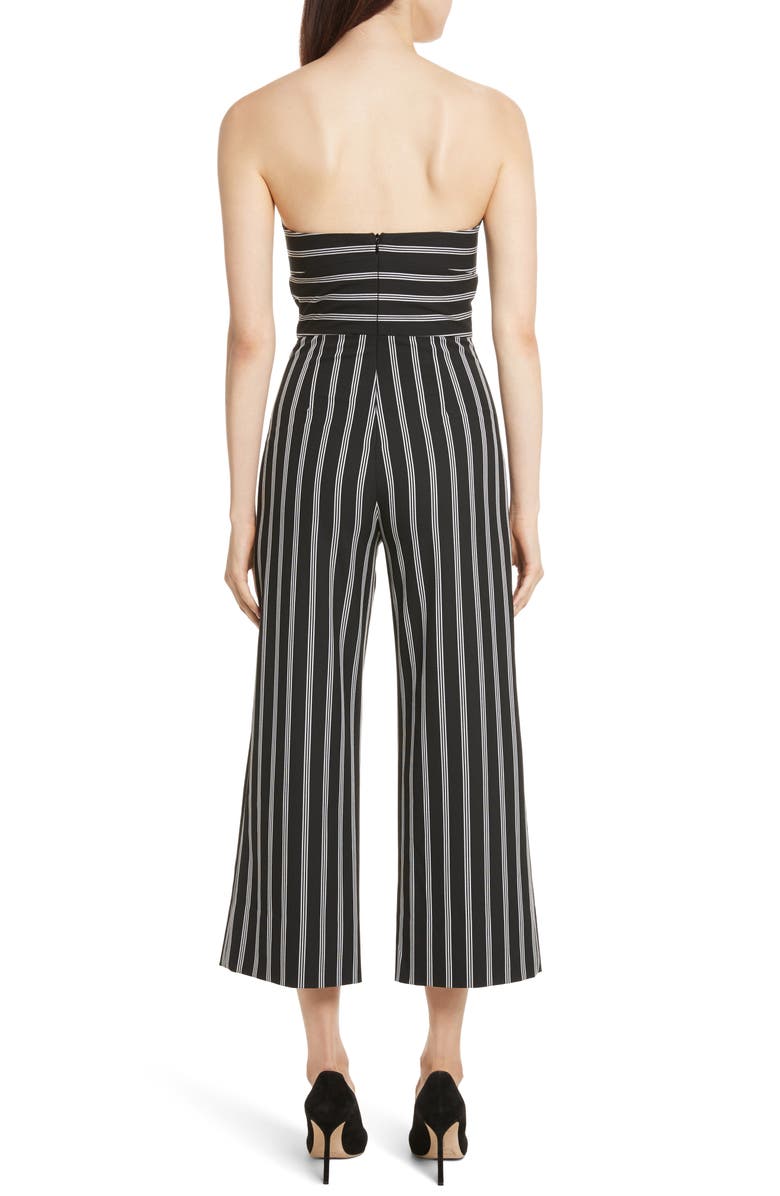Veronica Beard Cypress Stripe Strapless Jumpsuit, Alternate, color,