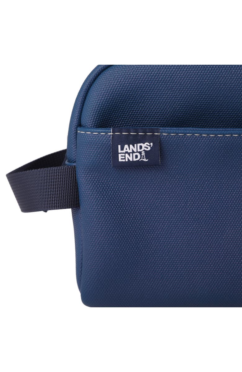 Lands' End Woven Dopp Kit for Men, Solid Toiletry Bag with Top Zip and Front Pocket, Alternate, color, Navy