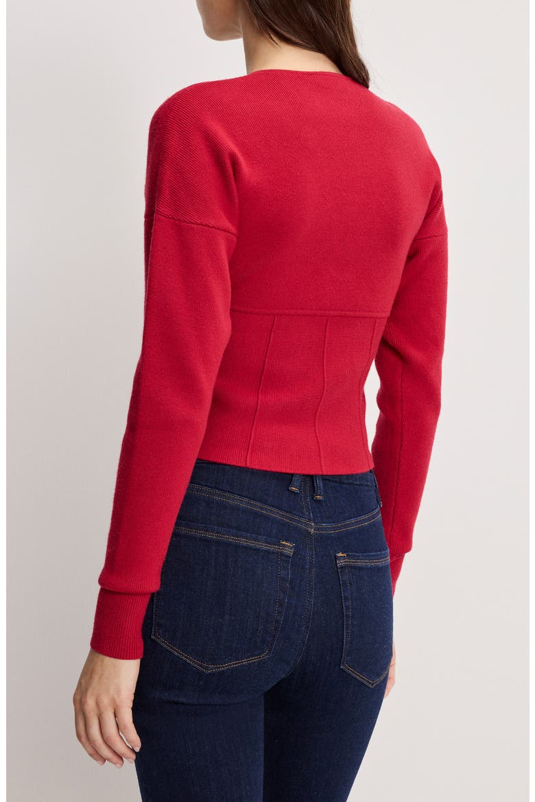 Zip Front Bustier Sweater, Alternate, color, RUBY