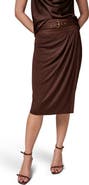 Donna Karan New York Ruched Belted Linen Blend Skirt