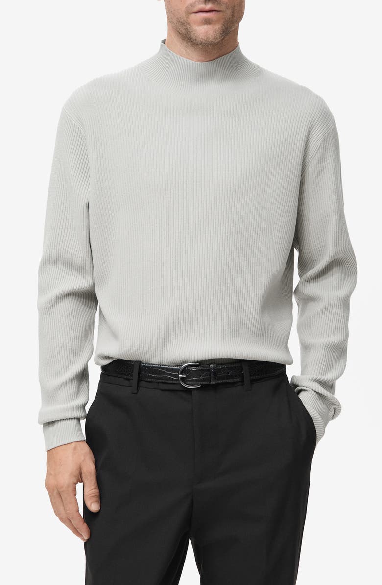 MANGO Ribbed Turtleneck Sweater, Main, color, Ice Grey