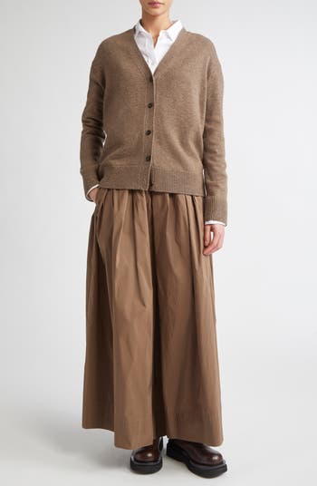 Aloe Pleated Micro Faille Maxi Skirt