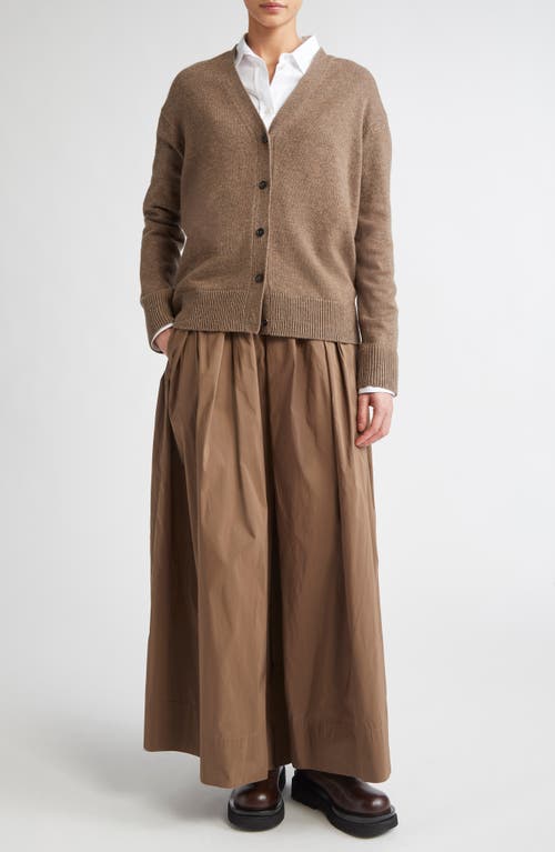 Max Mara Aloe Pleated Micro Faille Maxi Skirt In Brown