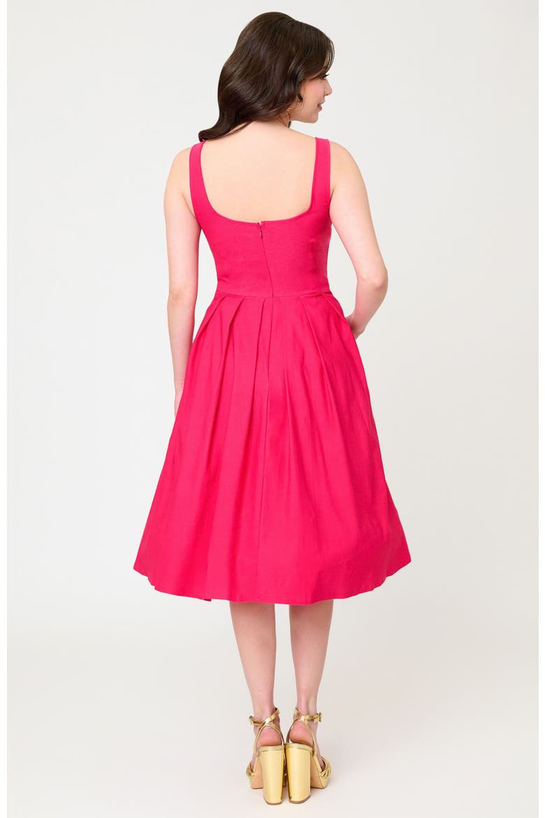 Square Neck Pleated Swing Dress, Alternate, color, Pink Solid