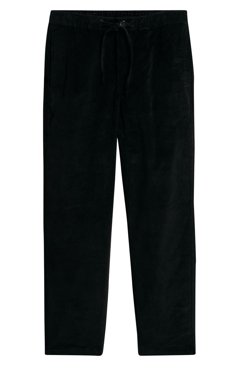 PS Paul Smith Flat Front Drawstring Cotton Stretch Corduroy Pants, Alternate, color, Black