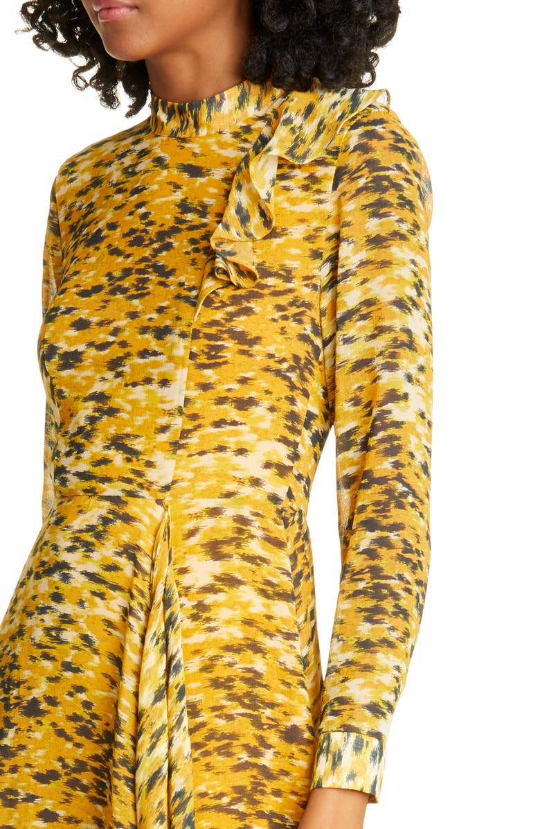 Whistles Ines Ikat Animal Print Long Sleeve Dress, Alternate, color, 