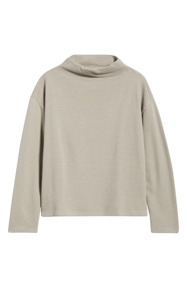 Eileen Fisher Funnel Neck Boxy Organic Cotton Blend Top, Alternate, color, Reed