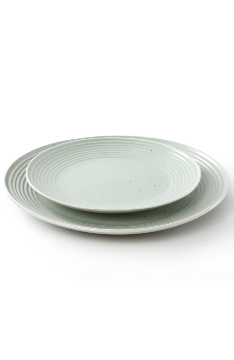 Elama Emilia 16 Piece Double Bowl Stoneware Dinnerware Set, Alternate, color, White