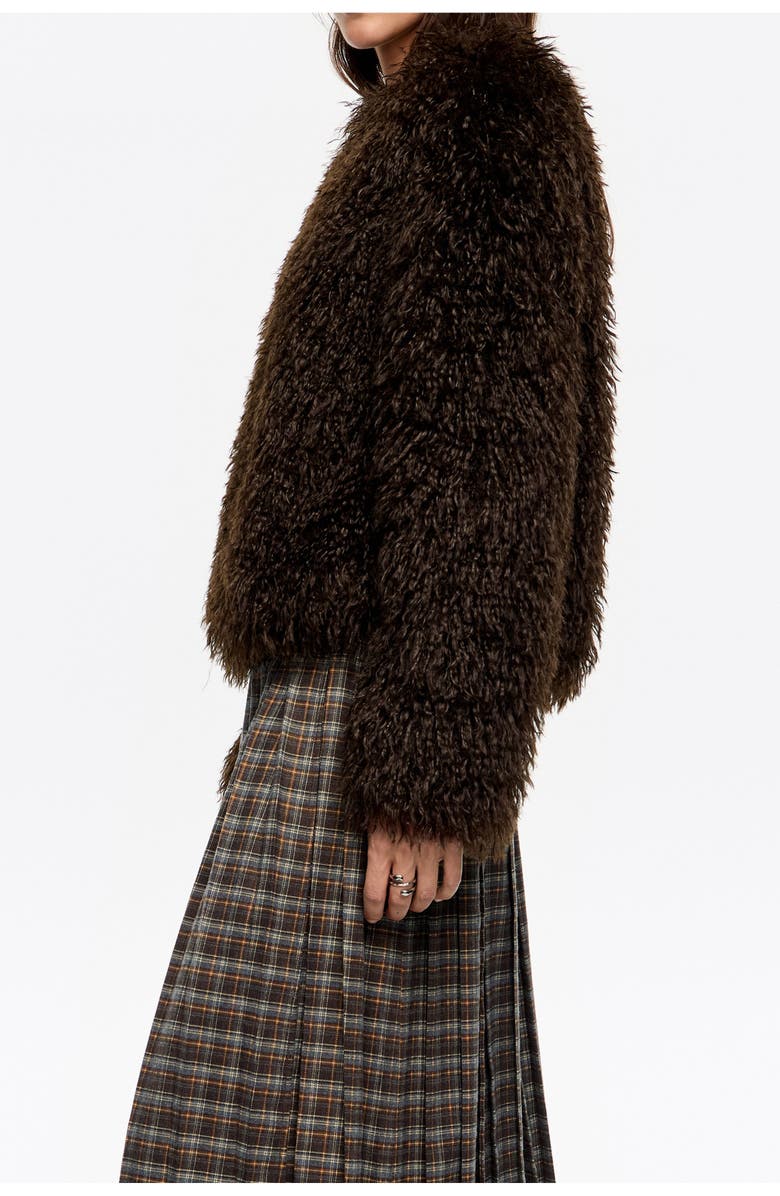 Bimba y Lola Short Fur Pullover Coat, Alternate, color, Dark Brown
