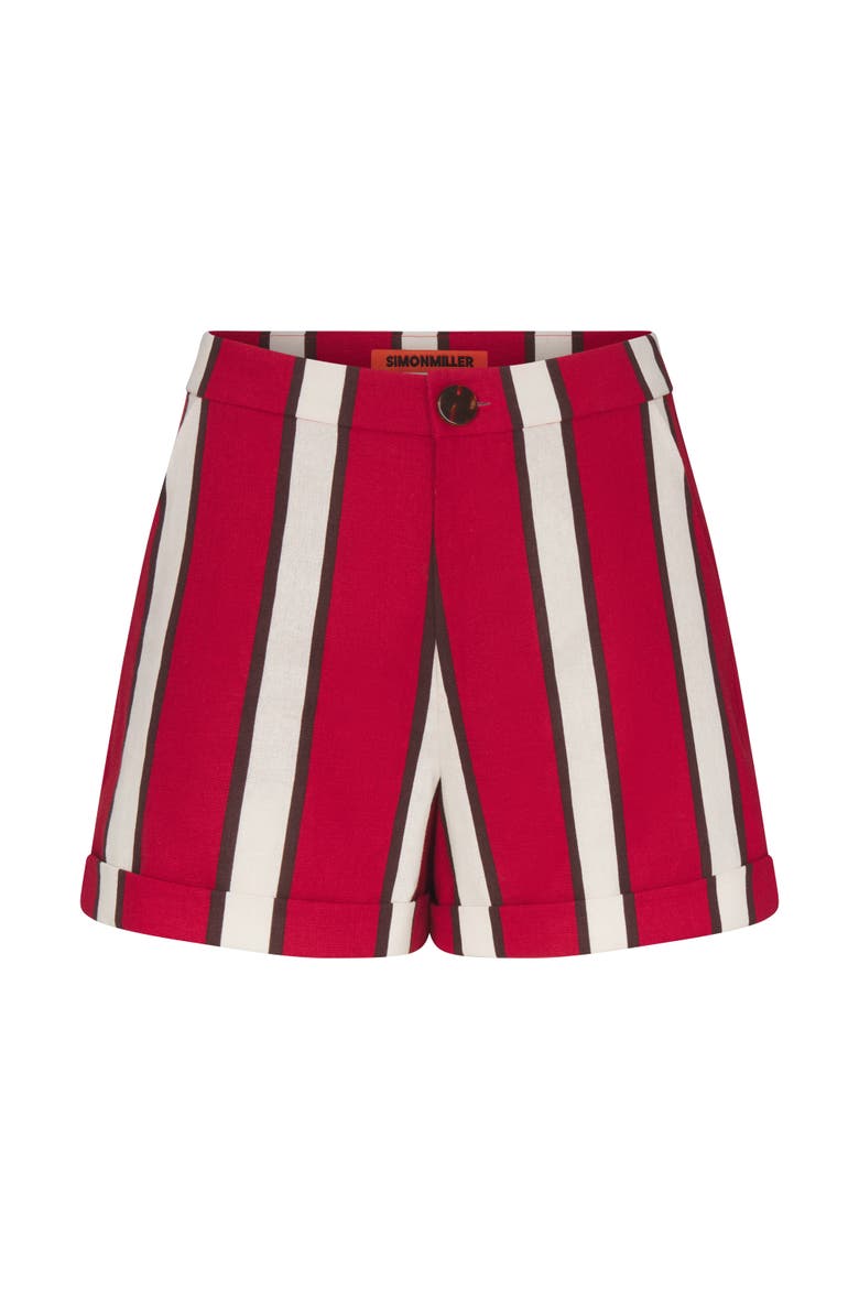 Como Linen Shorts, Main, color, Venetian Red Stripe