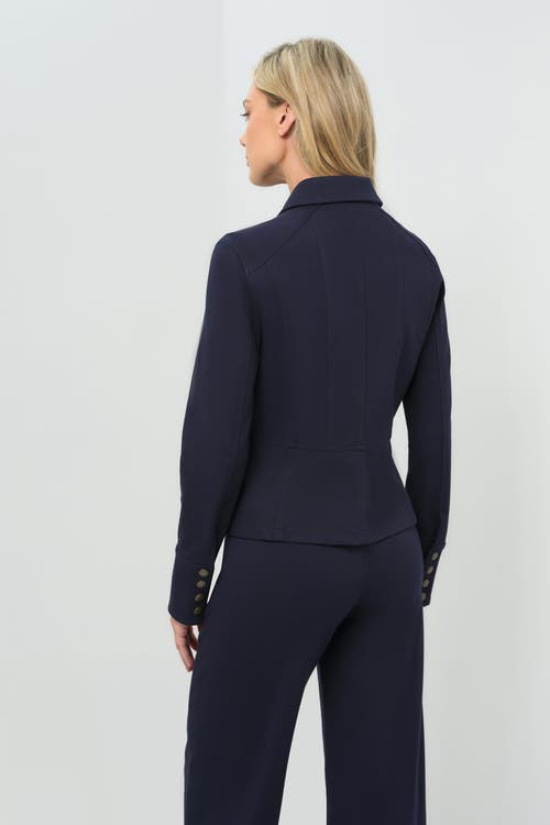 Anatomie Caprice Ponte Cropped Tailored Jacket In Blue