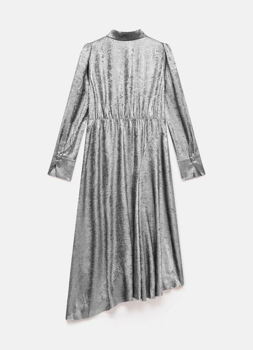 Mint Velvet Metallic Midi Shirt Dress In Gray