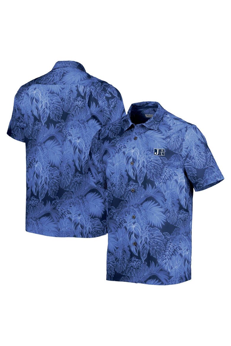 Men's Tommy Bahama Navy Jackson State Tigers Bahama Coast Luminescent Frond Camp IslandZone Button-Up Shirt, Main, color, Navy