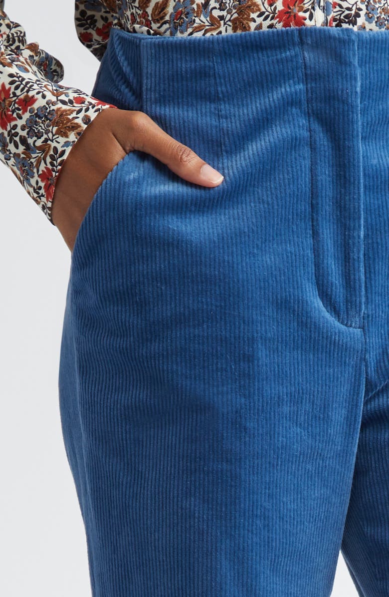 Veronica Beard Basima Stretch Corduroy Flare Pants, Alternate, color, Deep Ocean