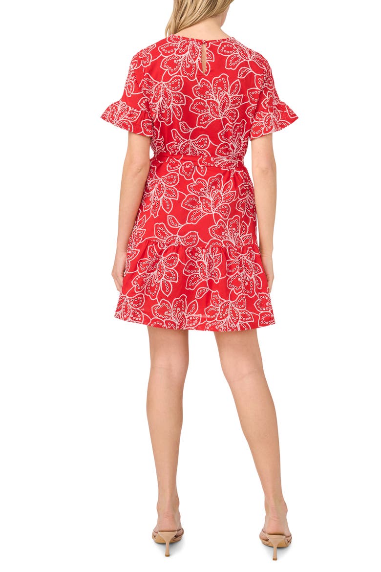Tie Waist Cotton Minidress, Alternate, color, CLASSIC CHERRY