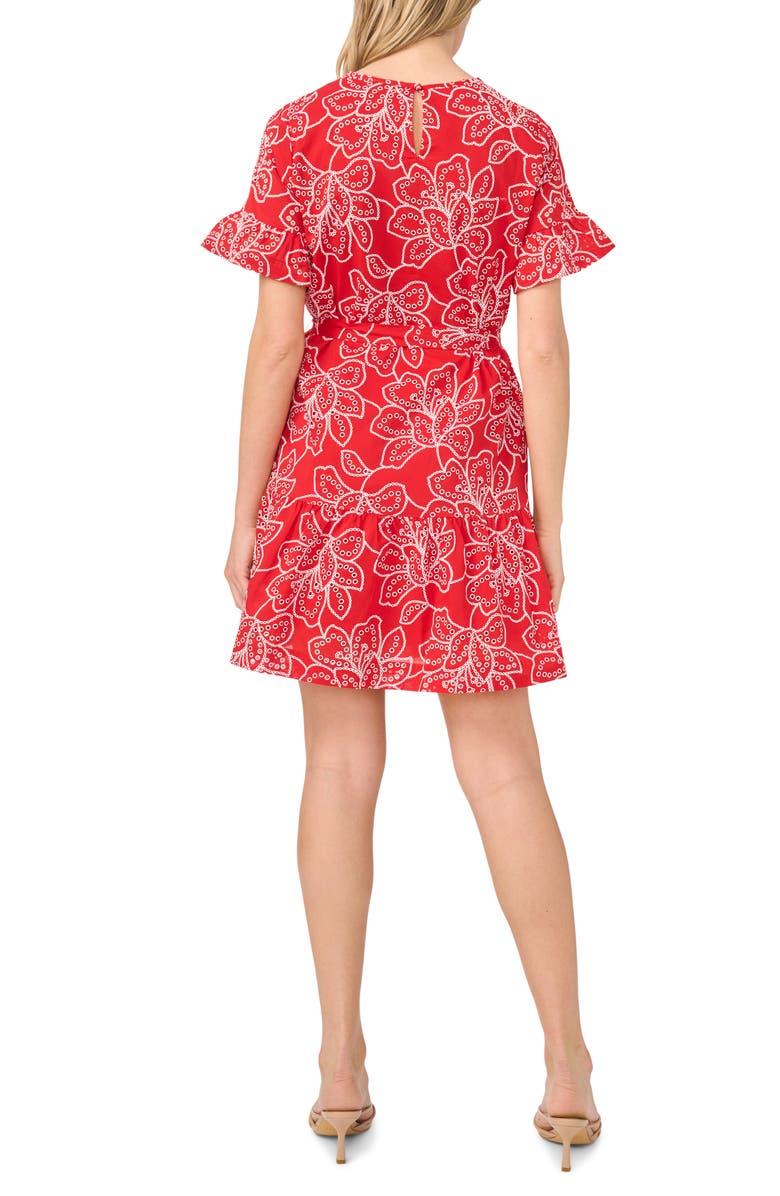 CeCe Tie Waist Cotton Minidress, Alternate, color,