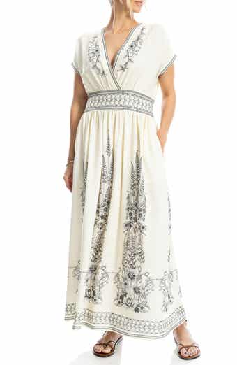 Surplice Neck Short Sleeve Maxi Dress