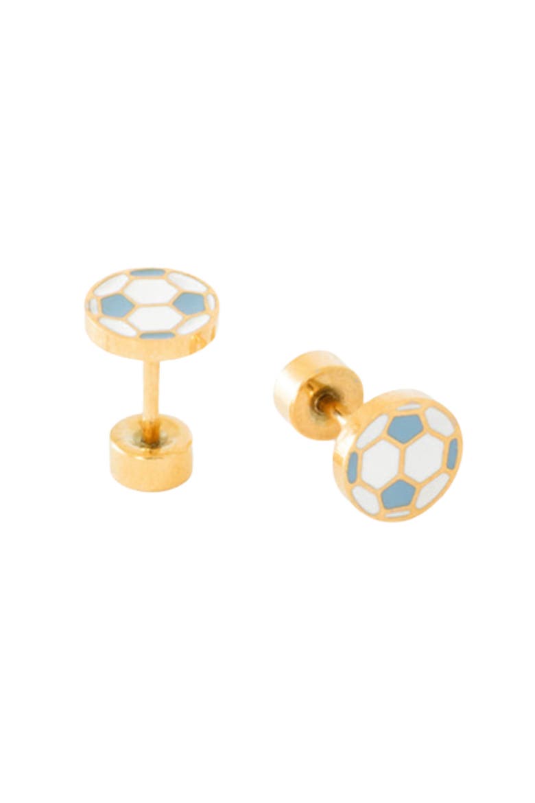 Soccer Ball Stud Earrings, Main, color, White