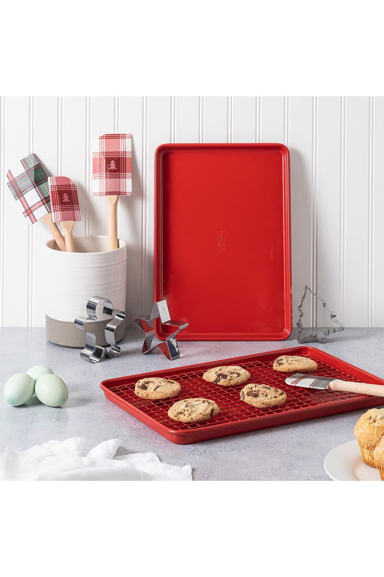 6pc Carbon Steel Bakeware and Cookie Cutter Set in Red, Alternate, color, Red