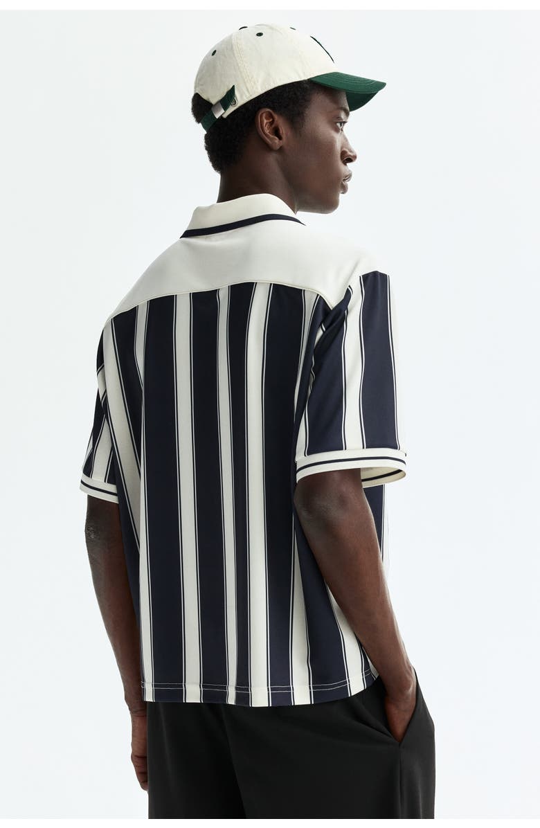 H&M Loose Fit Football Shirt, Alternate, color, Navy Blue/Striped