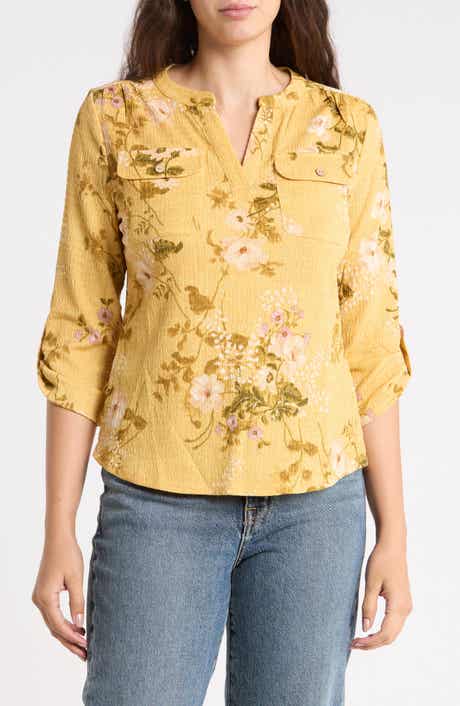Roll-Tab Sleeved Knit Top