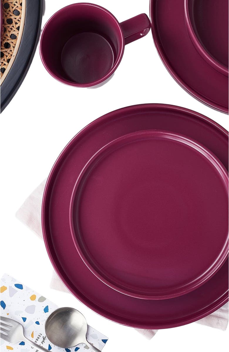 Stone Lain Cleo Stoneware 16-Piece Dinnerware Set, Alternate, color, Magenta