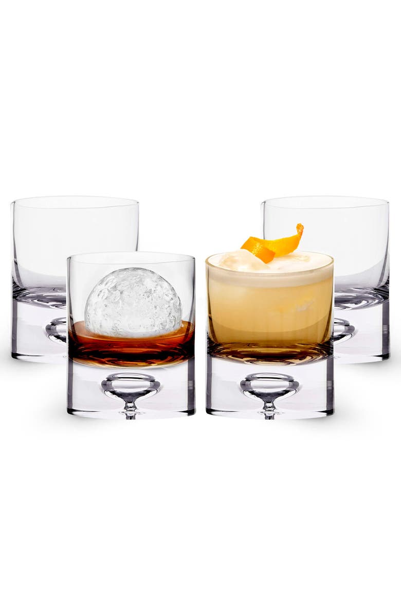 Crystal Bubble Heavy Base Whiskey Glass Tumbler - Set of 4, Main, color, Clear