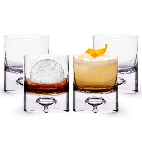 Crystal Bubble Heavy Base Whiskey Glass Tumbler - Set of 4