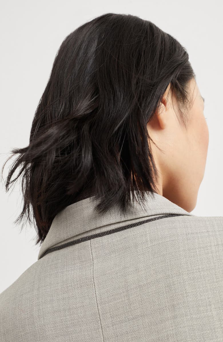 Brunello Cucinelli Fluid twill blazer with monili, Alternate, color, Light Grey