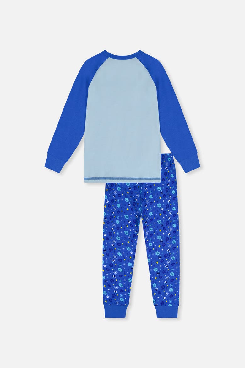 Two Piece Hanukkah Raglan Top Elastic Waist Pants Pajama Set, Alternate, color, Blue Printed Hanukkah