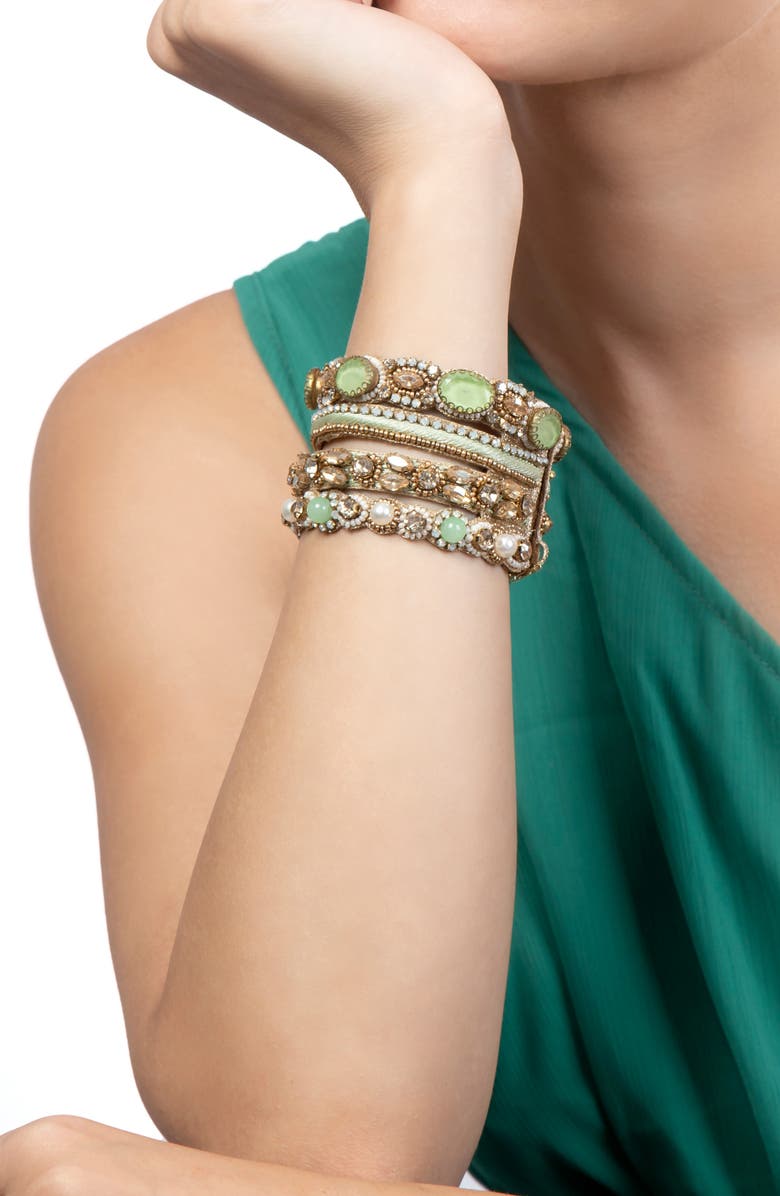 Deepa Gurnani Brixie Stack Bracelet, Alternate, color, Jade