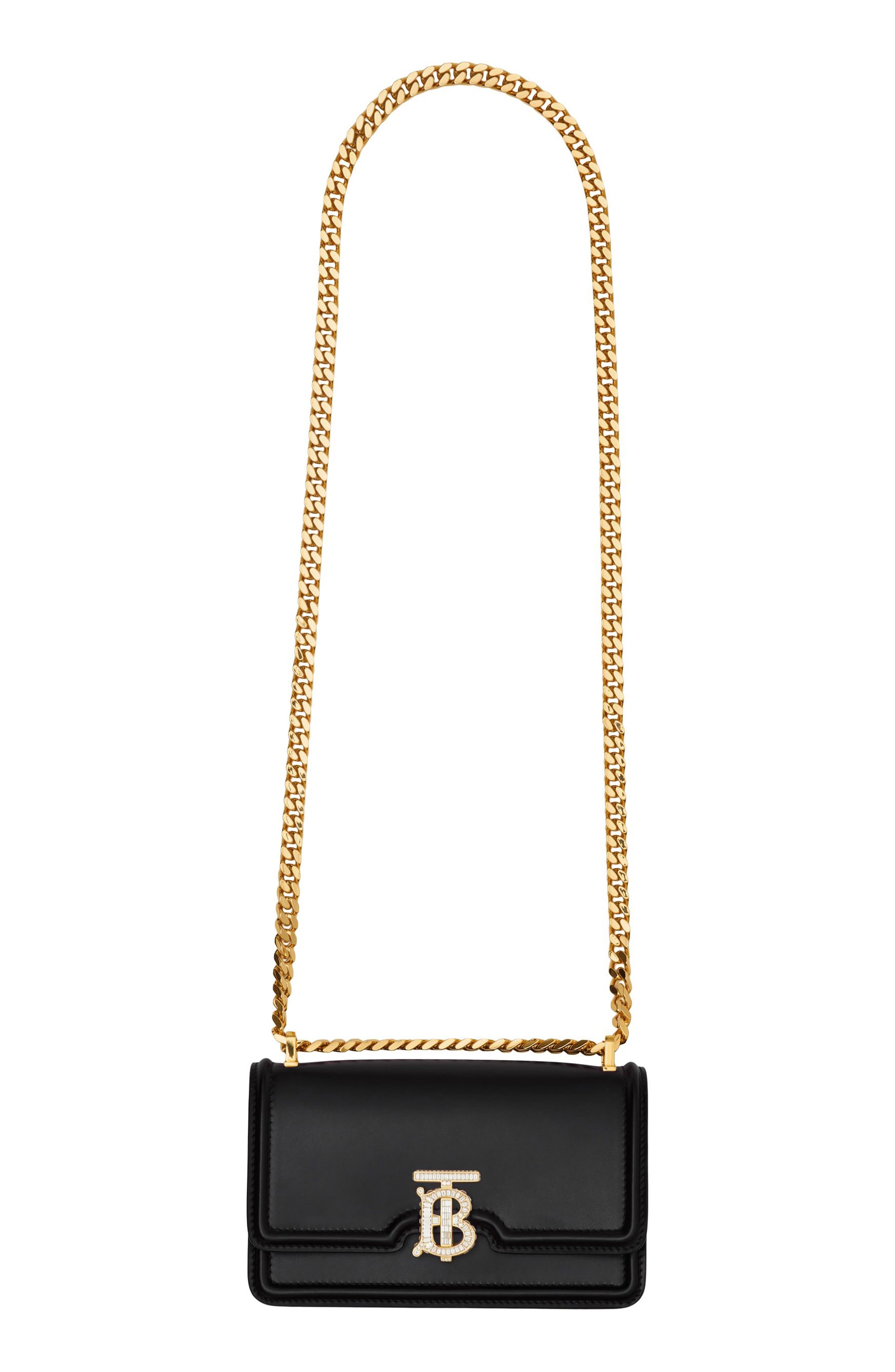 Burberry Mini Crystal TB Leather Crossbody Bag, Alternate, color, 