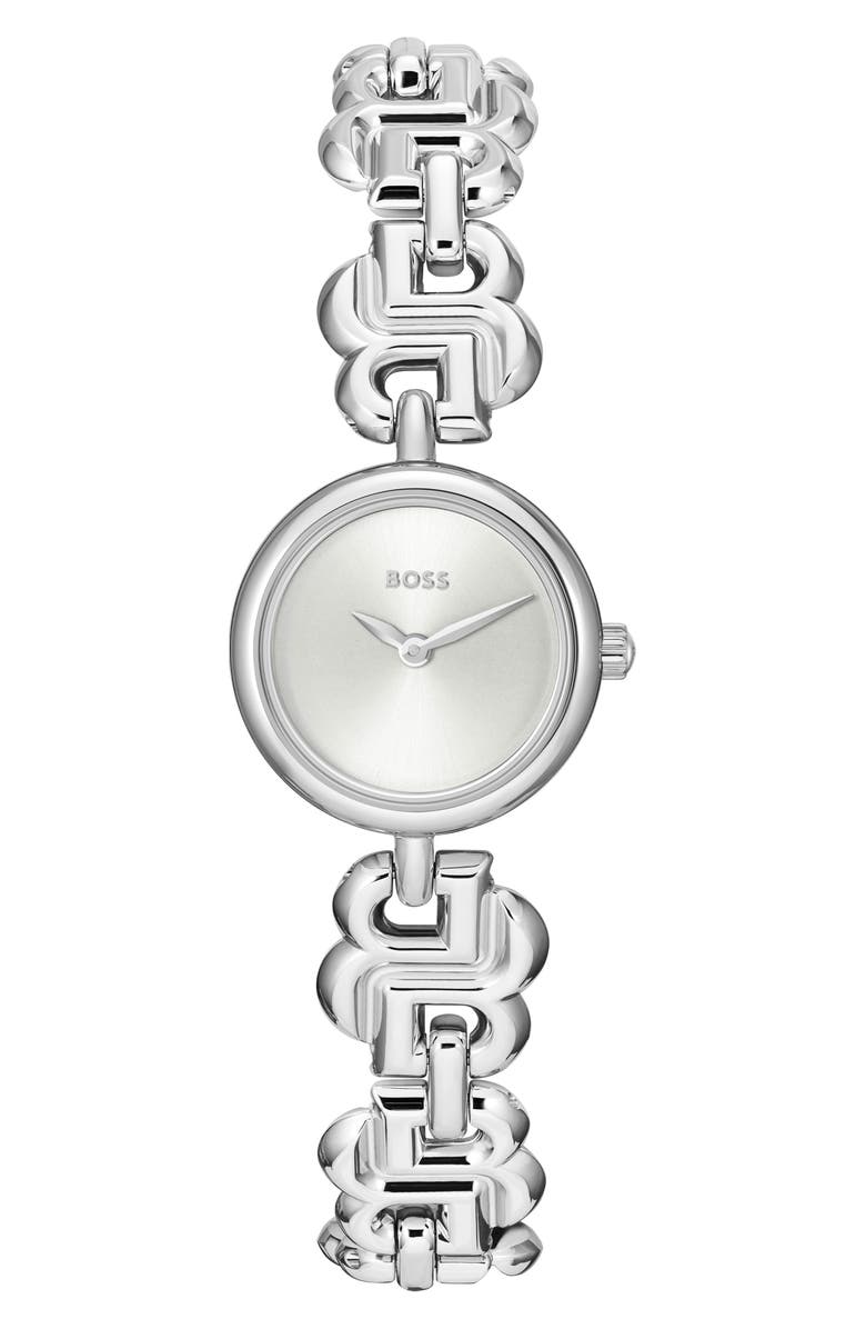 BOSS Double B Dressy Bracelet Watch, 23mm, Main, color, Silver White