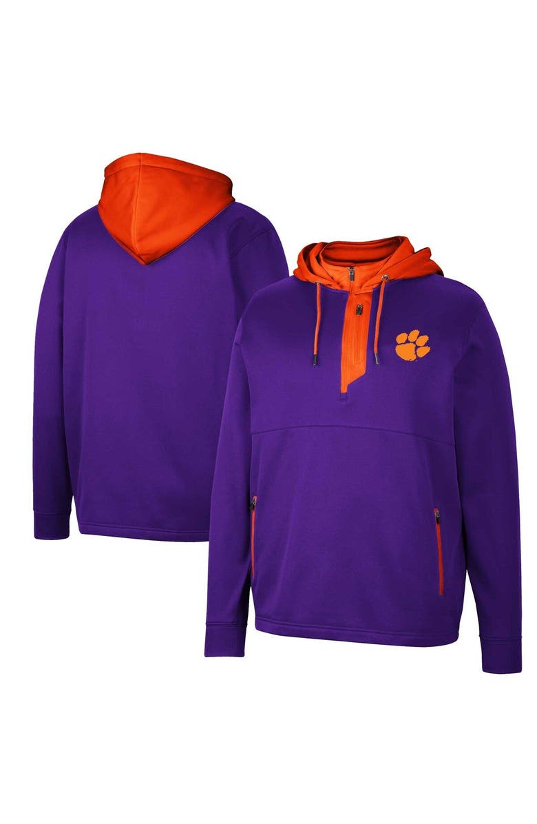 COLOSSEUM Men's Colosseum Purple Clemson Tigers Luge 3.0 Quarter-Zip Hoodie, Main, color, Purple
