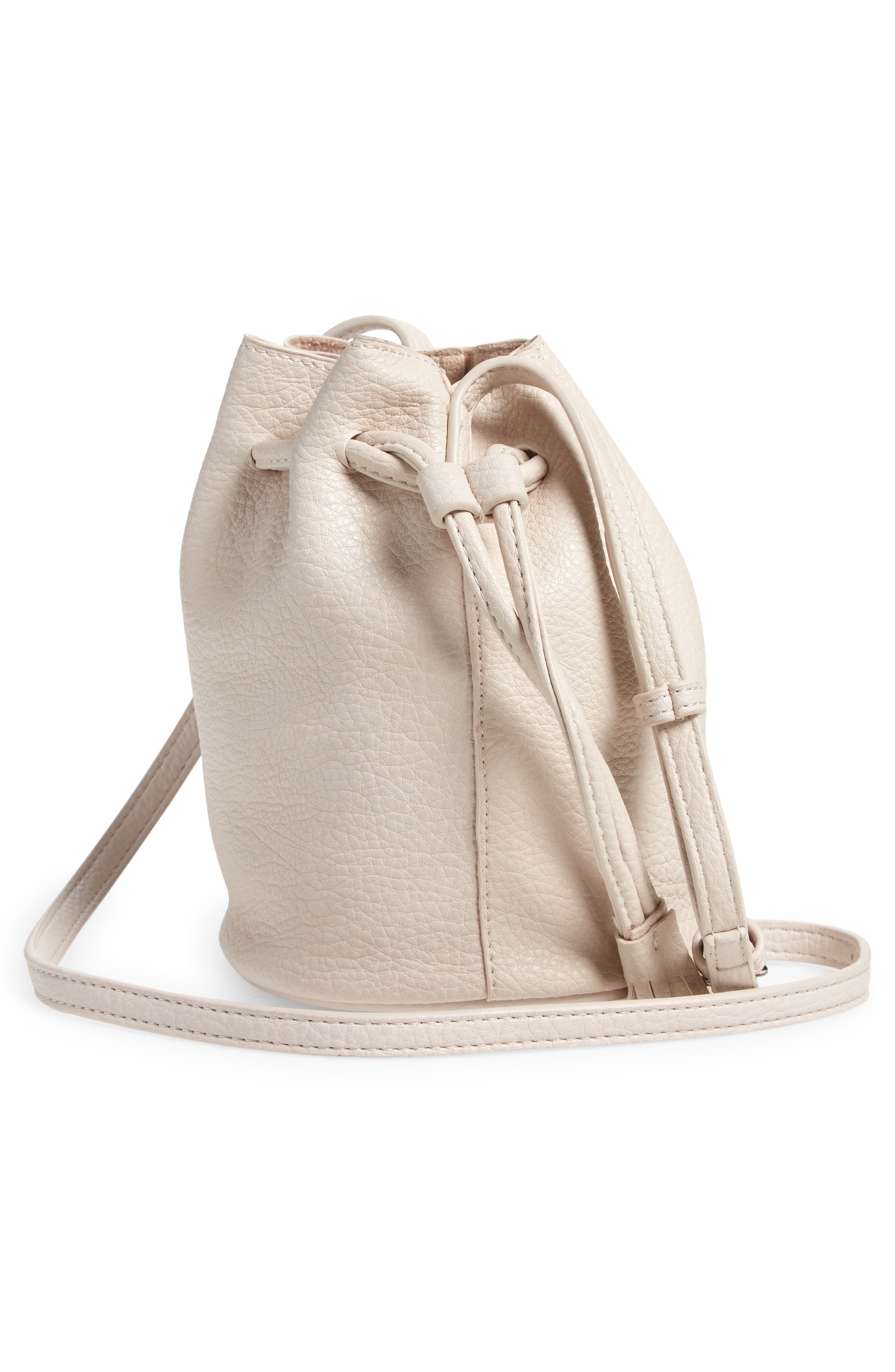 Faux Leather Bucket Bag, Alternate, color, BONE