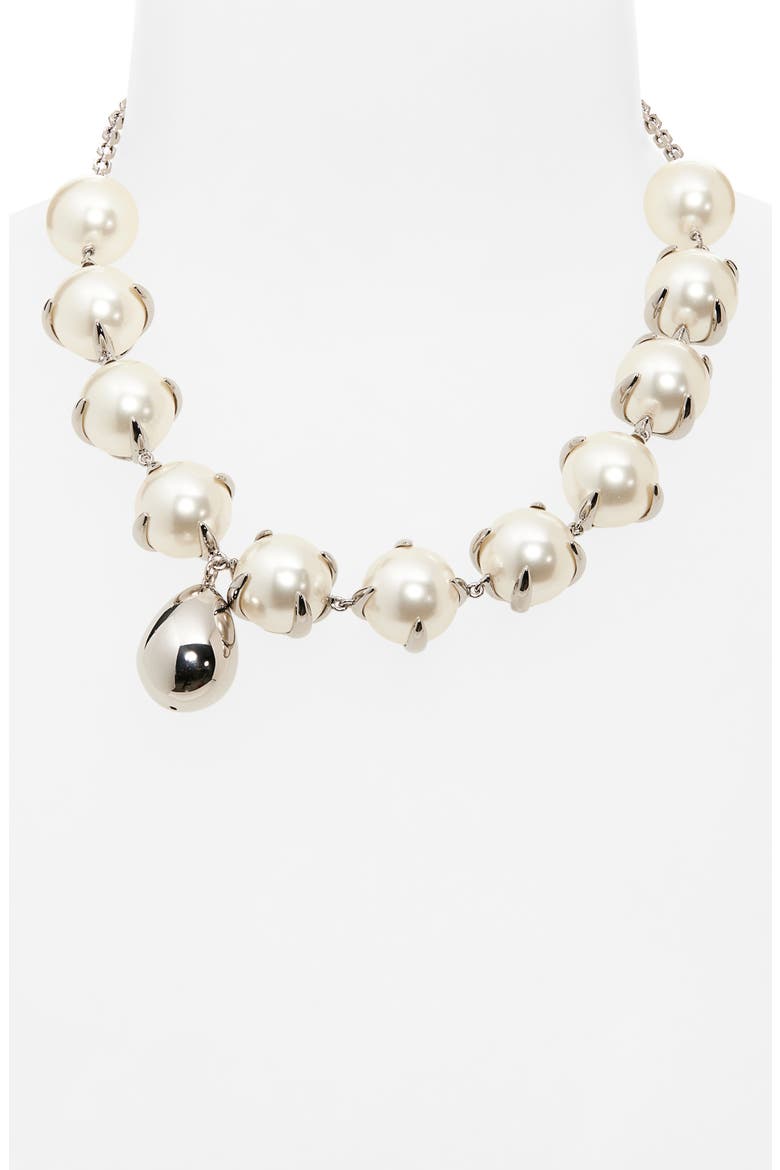 Spiky Faux Pearl Necklace, Alternate, color, WHITE/ SILVERY