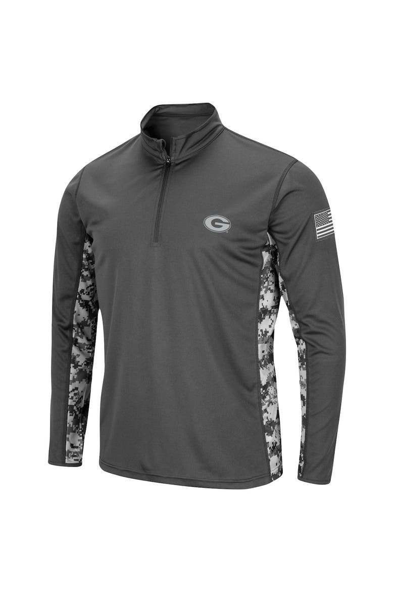 Men's Colosseum Charcoal Georgia Bulldogs OHT Military Appreciation Digital Camo Lightweight Quarter-Zip Pullover, Alternate, color, Charcoal