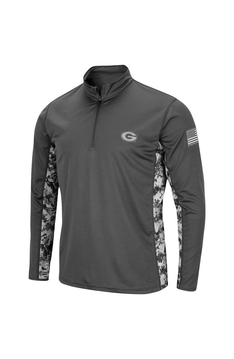 COLOSSEUM Men's Colosseum Charcoal Georgia Bulldogs OHT Military Appreciation Digital Camo Lightweight Quarter-Zip Pullover, Alternate, color, 