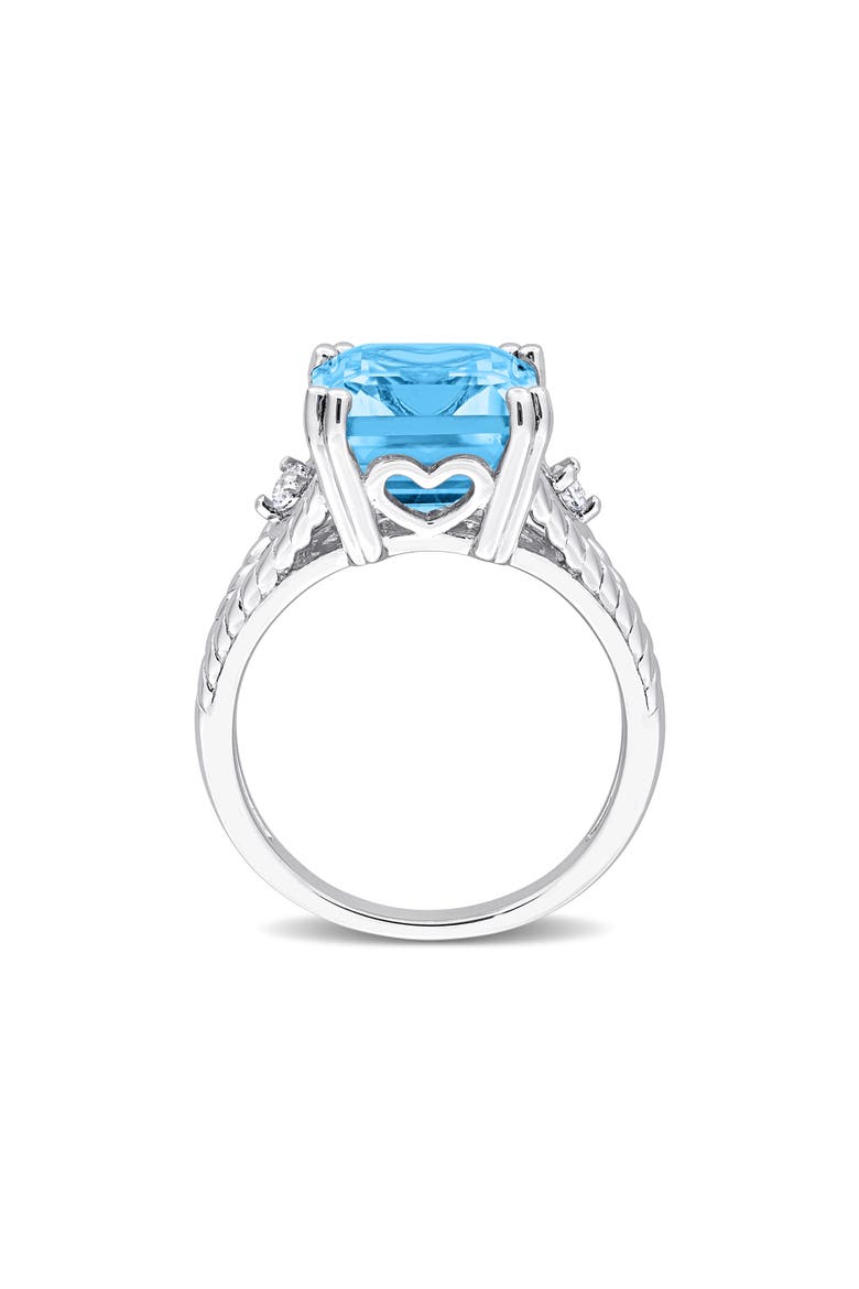 Sterling Silver White & Blue Topaz Octagon Cut Ring, Alternate, color, BLUE