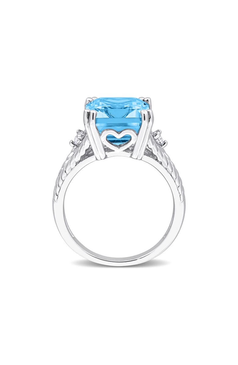 DELMAR Sterling Silver White & Blue Topaz Octagon Cut Ring, Alternate, color, Blue
