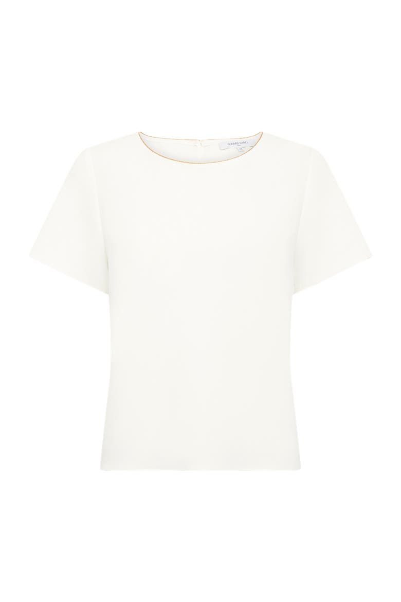 Ciara Metallic Trim Round Neck Top, Alternate, color, Ecru