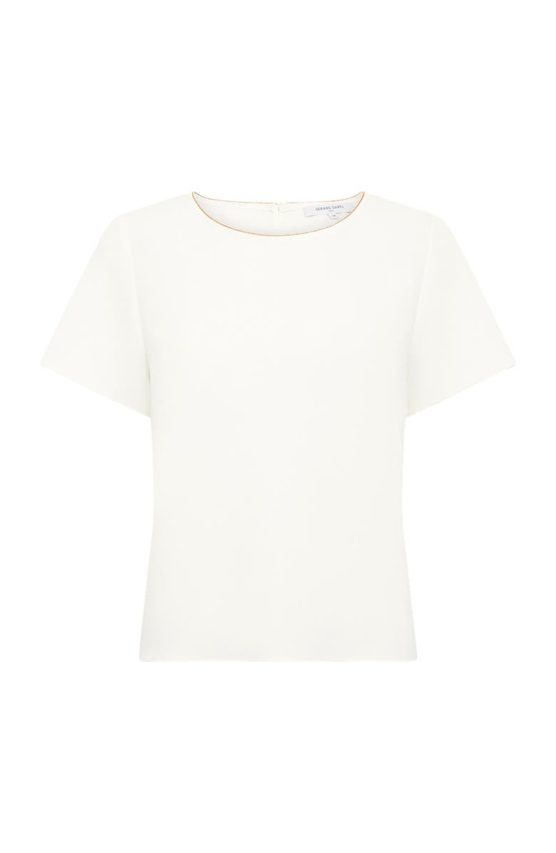 GERARD DAREL Ciara Metallic Trim Round Neck Top, Alternate, color, Ecru