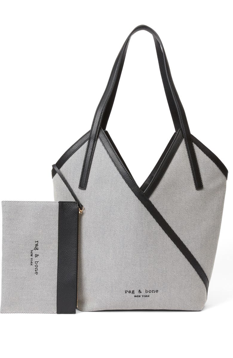 rag & bone Small Alix Leather Trim Canvas Carryall Tote, Alternate, color,