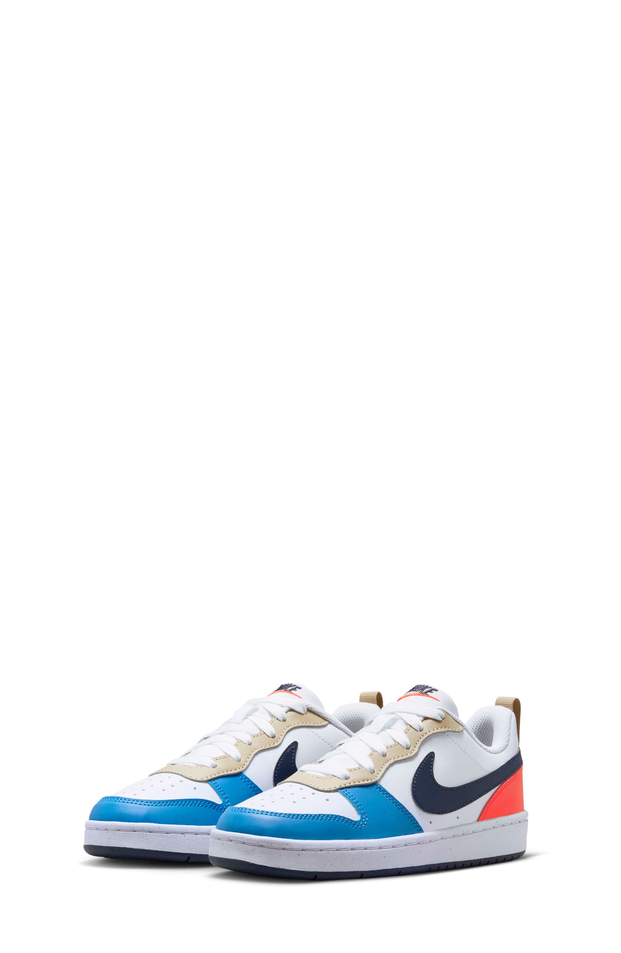 Nike Kids' Court Borough Low Top Sneaker, Main, color, White/ Thunder Blue/ Crimson