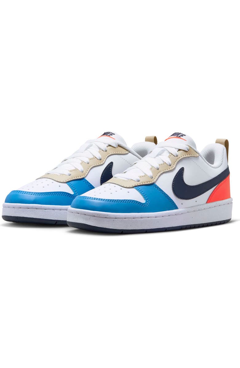 Nike Kids' Court Borough Low Top Sneaker, Main, color, White/ Thunder Blue/ Crimson